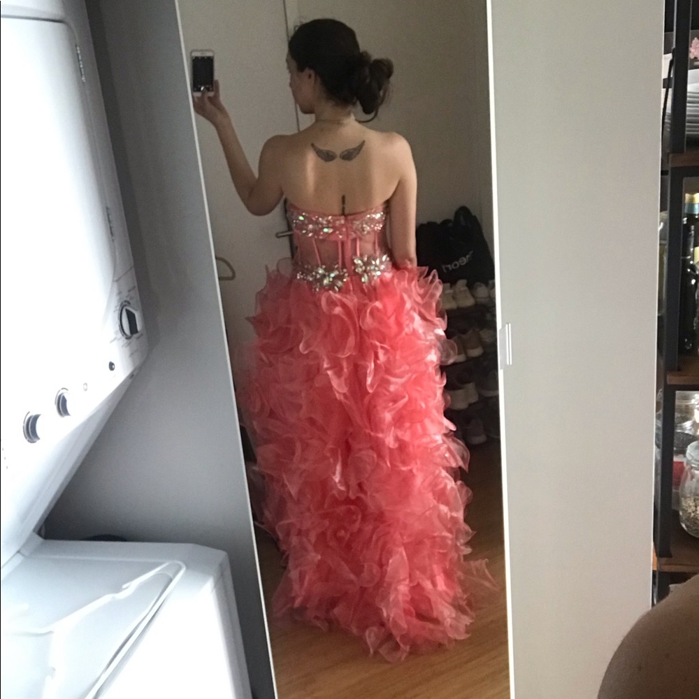Splash Crystal Embellished Ruffle Gown - Picture 2 of 6